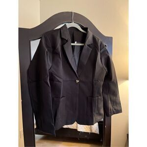 NEW Black One Button Long Sleeve Blazer S